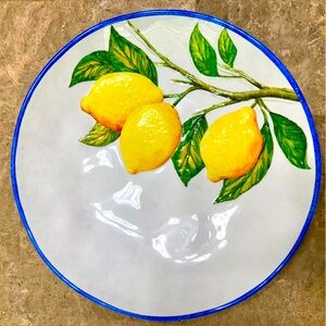 NWOT Large Melamine Serving Bowl Embossed Lemon Design Salad Fruits Platter